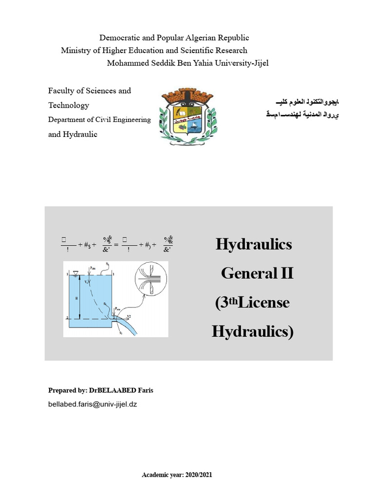 Hydraulics General II Course Overview | PDF | Momentum | Force