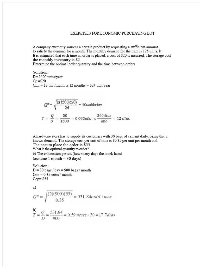 Solved Exercises EOQ | PDF | Business Process | Financial Economics