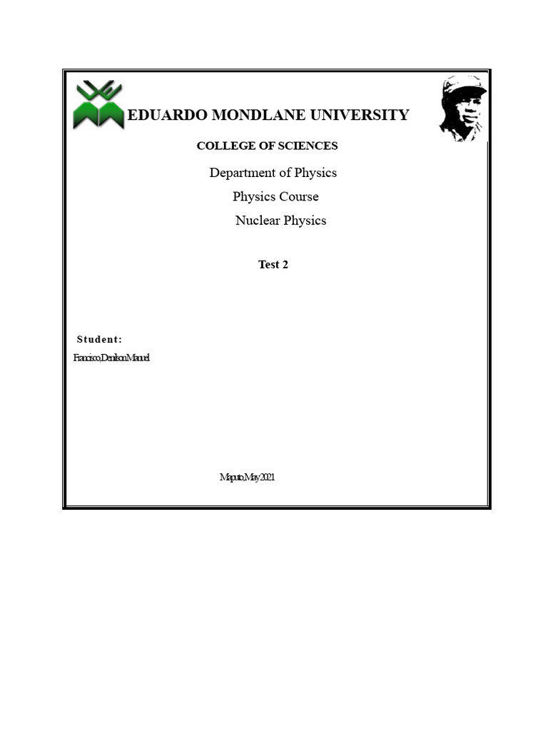 Nuclear Physics Test 1 | PDF