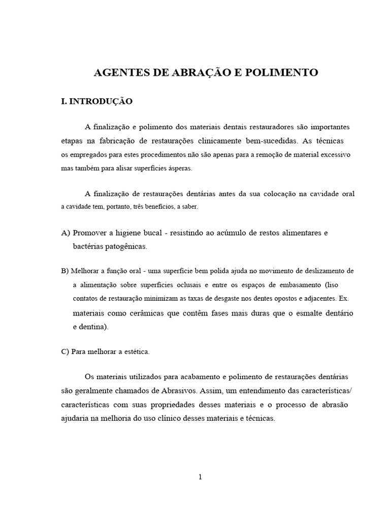 Agentes de Abrasão e Polimento Dental | PDF | Vestir-se | Abrasivo