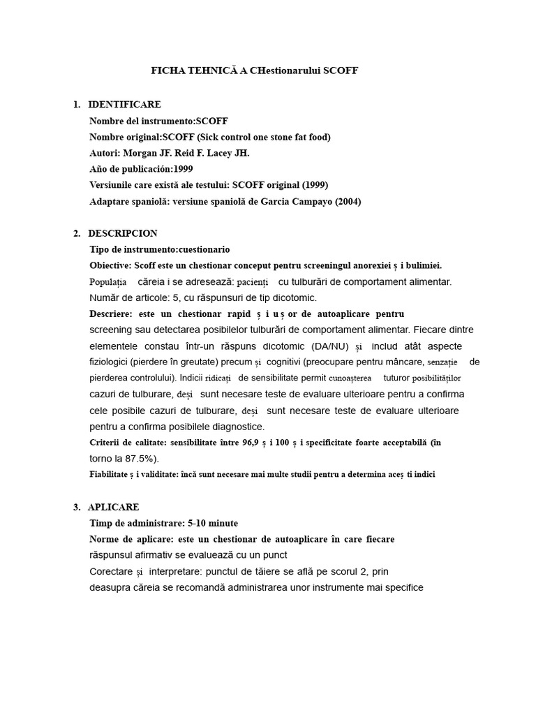 Chestionar Scoff | PDF