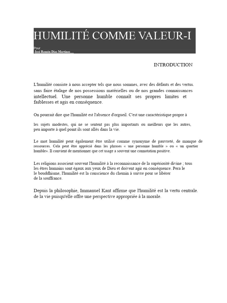 L'Essence de l'Humilité en Valeur | PDF | Humilité | Vertu
