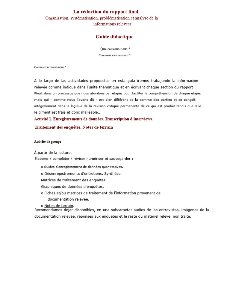 Rédaction du Rapport Final : Guide Pratique | PDF | Science