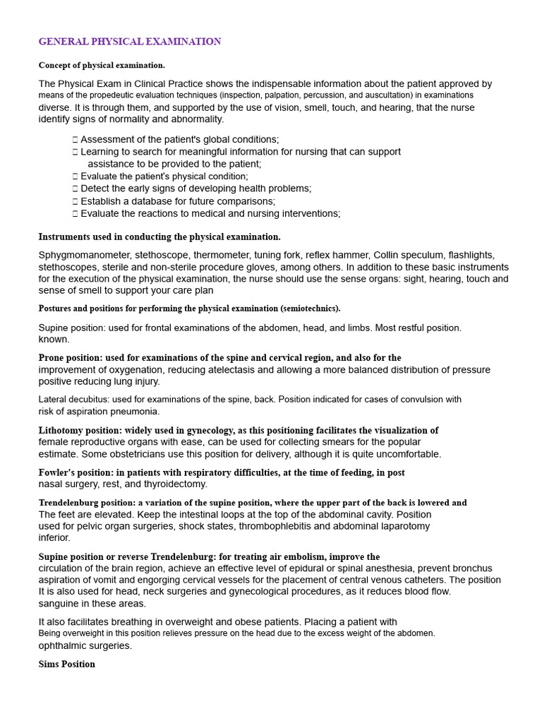Comprehensive Guide to Physical Examination Techniques | PDF | Physical ...
