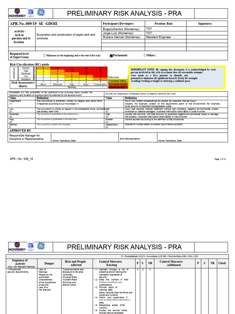 APR - Construction of Septic Tank and Soakaway | PDF | Risk | Hazards
