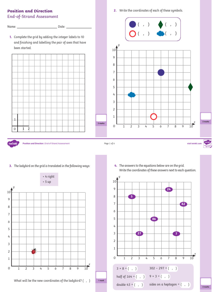 Position and Direction Assessment Guide | PDF | Chess | Chess Theory