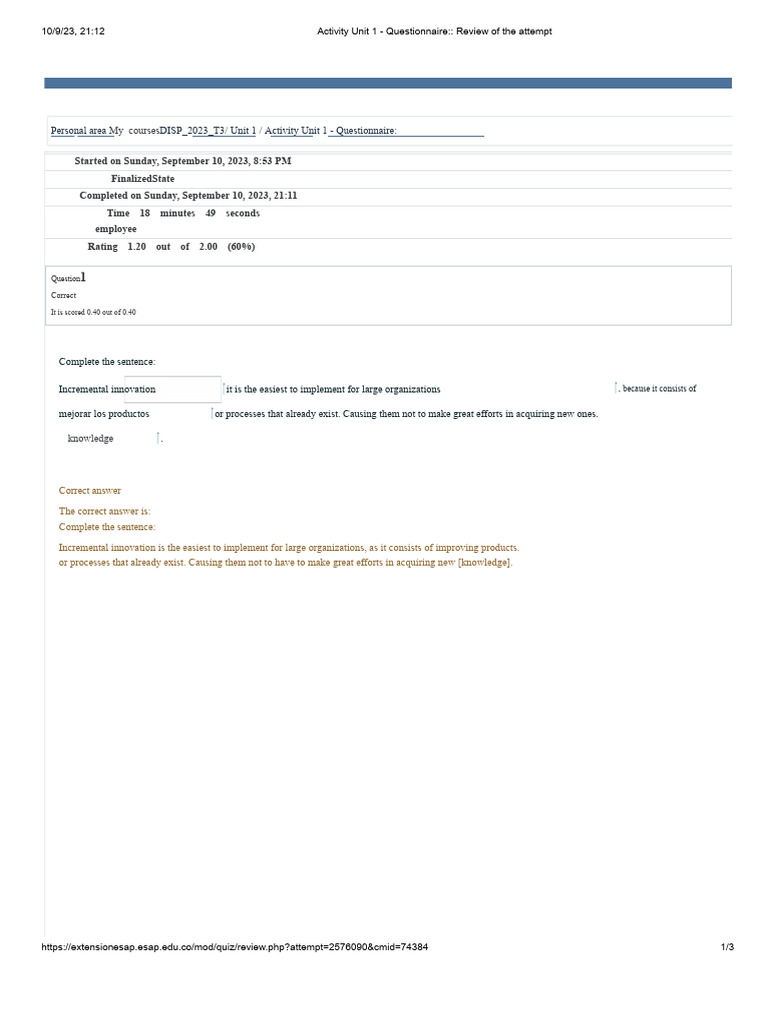 Unit 1 Innovation Questionnaire Review | PDF | Innovation | Questionnaire