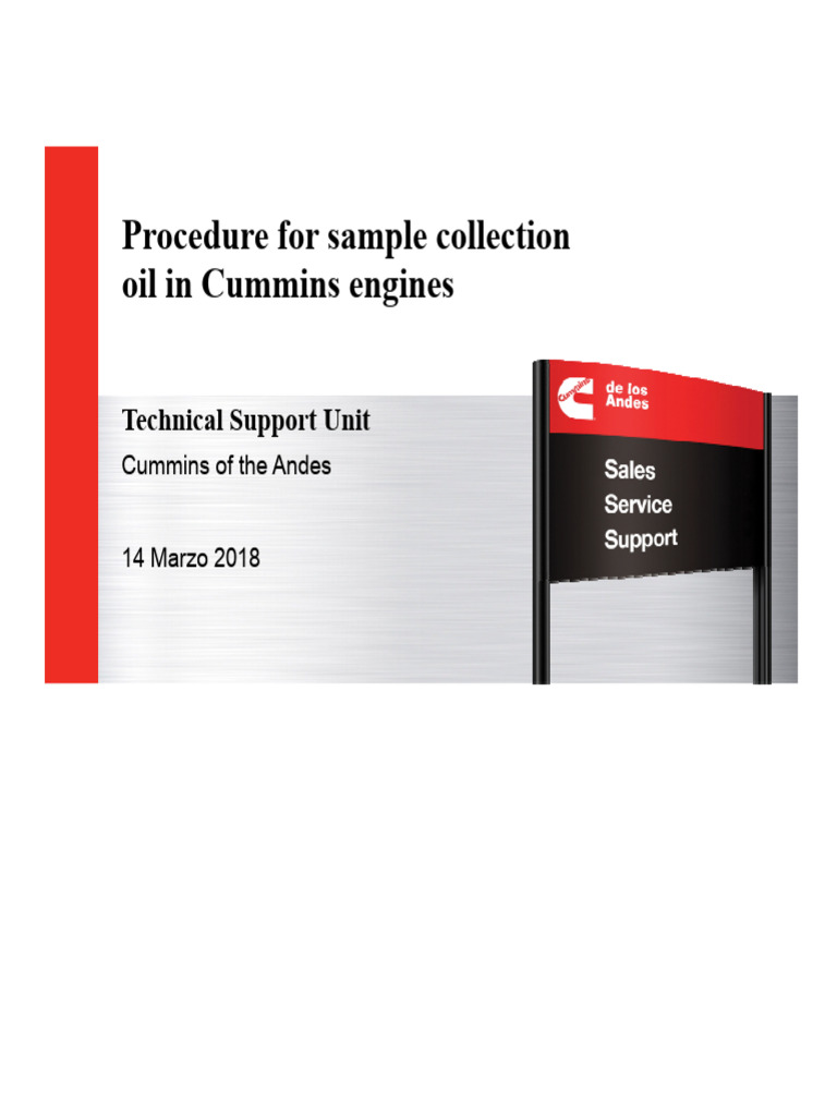 Oil Sample Collection Procedure for Cummins | PDF | Pump | Filtration