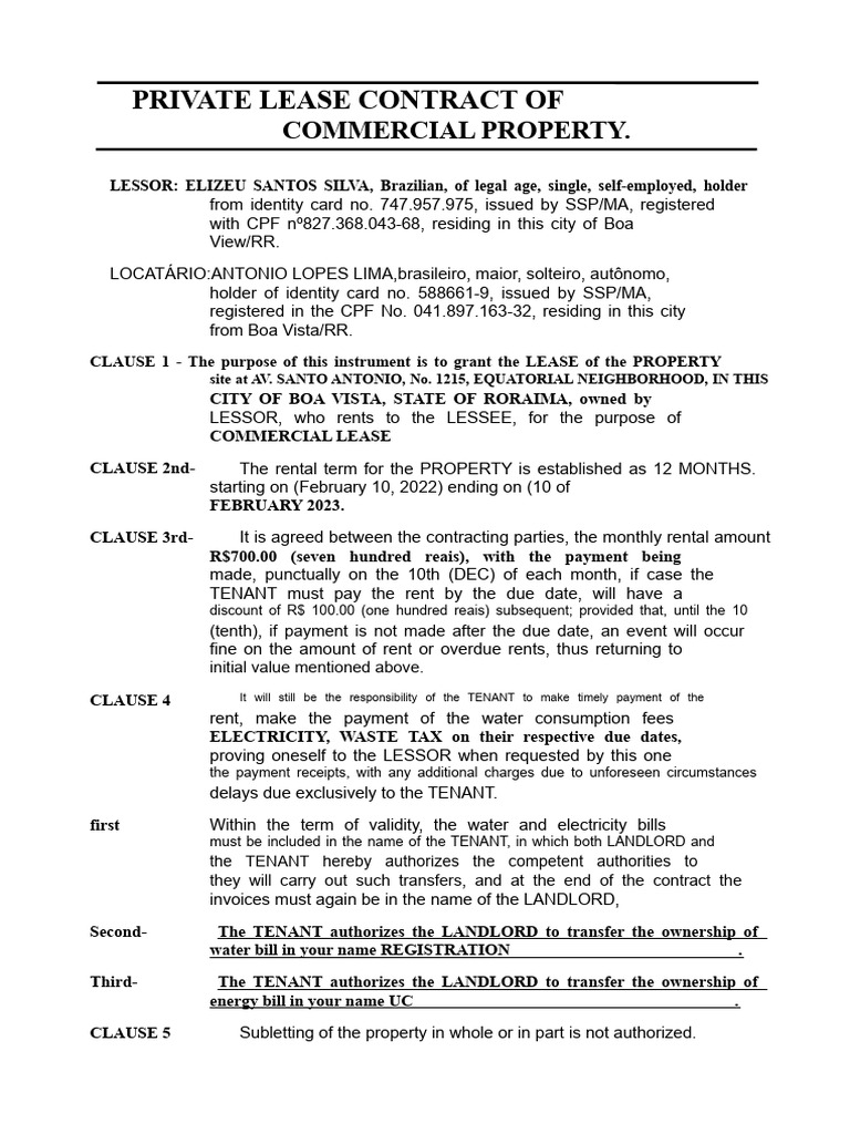 Commercial Lease Agreement Template | PDF | Lease | Leasehold Estate