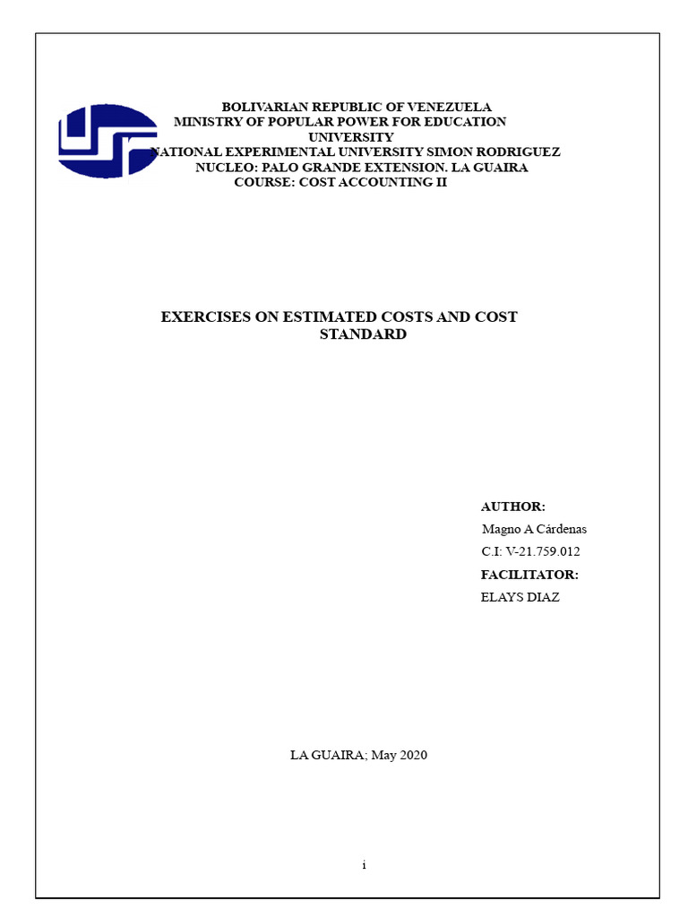 Practical Exercises Estimated and Standard Costs 1 | PDF | Cost Of ...