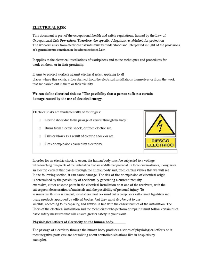 Electrical Risk Management in Workplaces | PDF | Electric Power ...