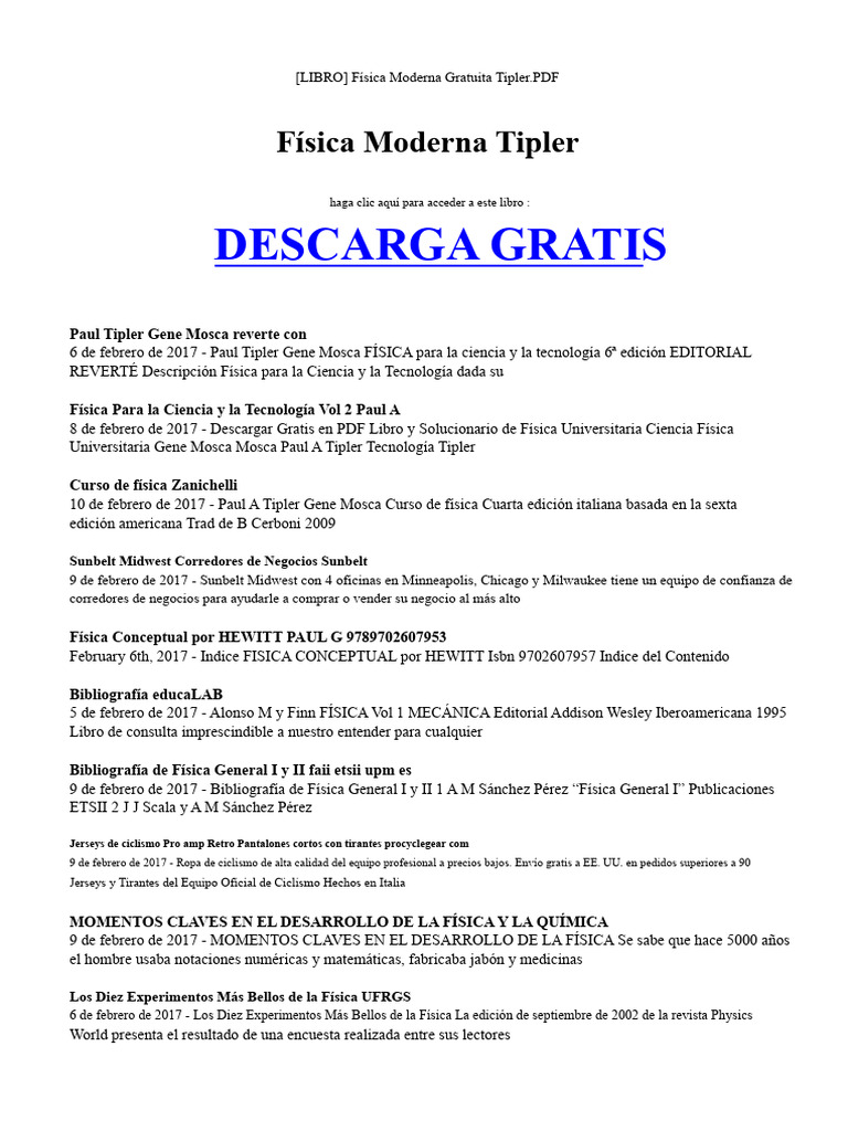 Descarga Física Moderna Tipler Gratis | PDF | Óptica | Ciencias fisicas