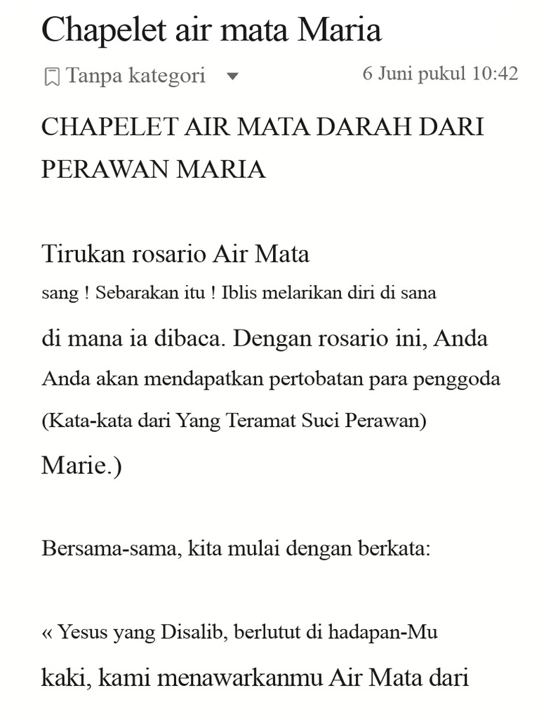 Doa Chapelet Air Mata Maria | PDF