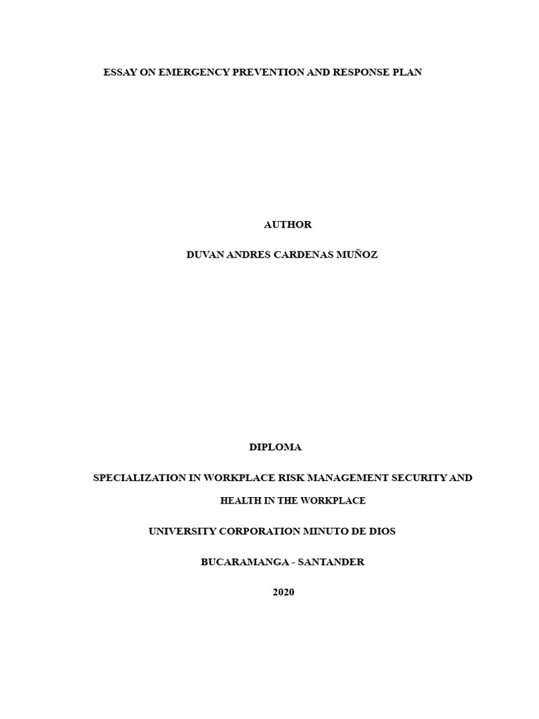 Emergency Prevention and Response Plan | PDF | Risk | Vulnerability