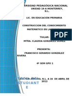 Construccion Del Conocimiento Matematico en La Escuela