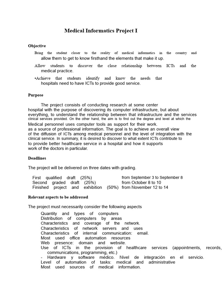Medical Informatics Project I | PDF | Computer Network | Health Informatics