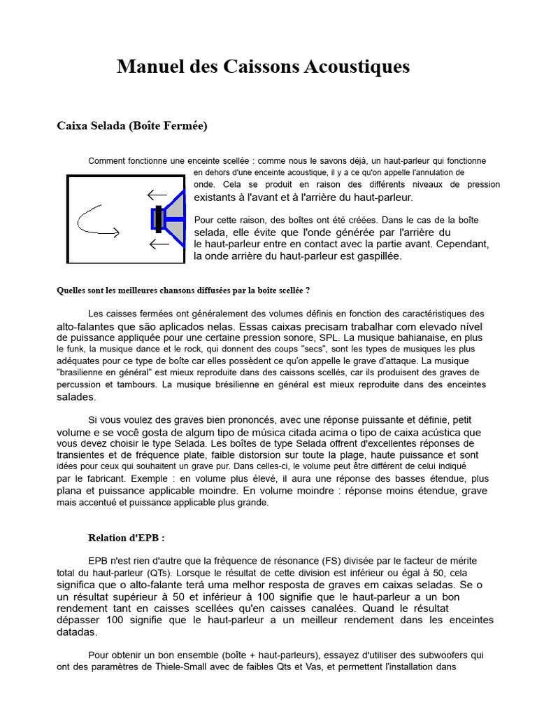 Guide des Caissons Acoustiques : Types et Performances | PDF | Haut ...