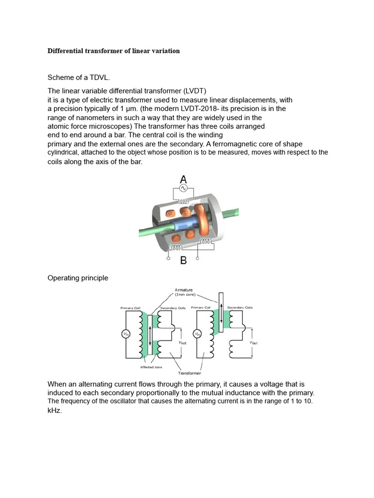 Linear Variable Differential Transformer Overview | PDF | Electrical ...