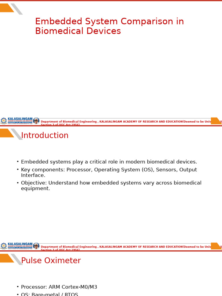 Embedded Systems in Biomedical Devices | PDF | Embedded System | Sensor