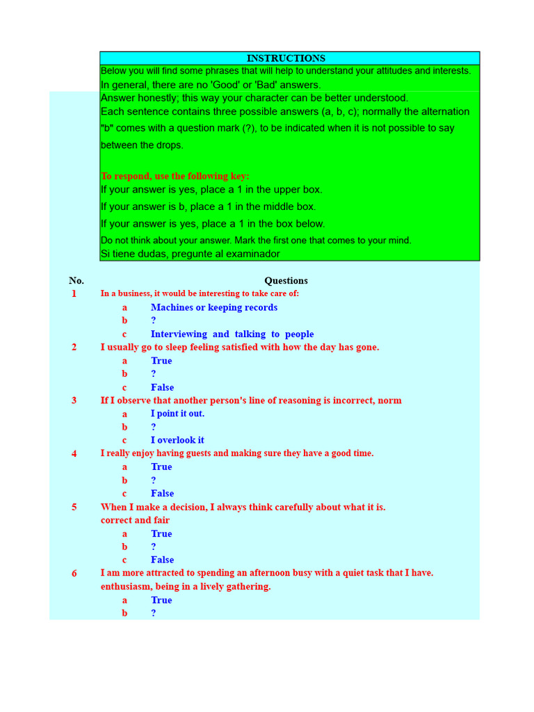 Confidential Questionnaire | PDF | Thought | Questionnaire