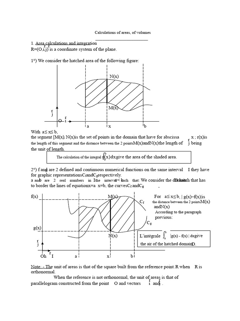 Area and Volume Calculations Explained | PDF | Area | Integral