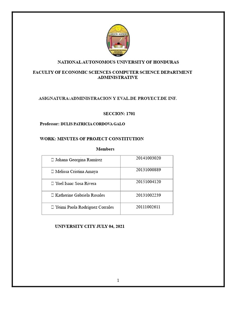 Project Constitution Minutes for Software Development | PDF | Client ...