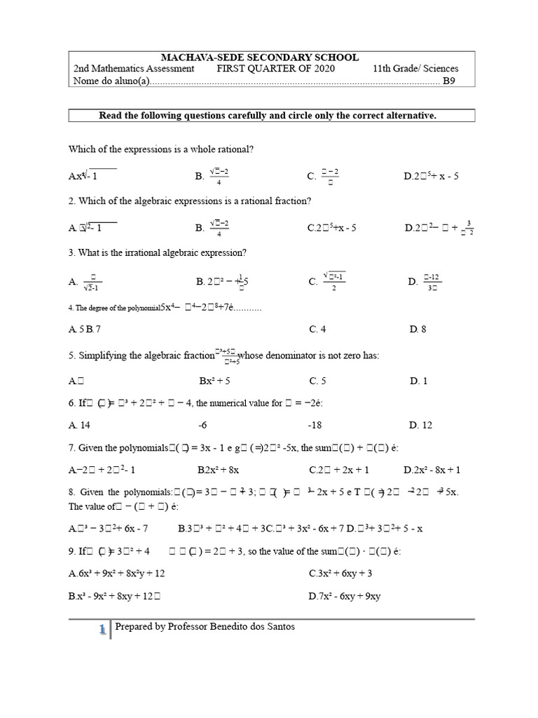 Math Test | PDF | Square Root | Rational Number