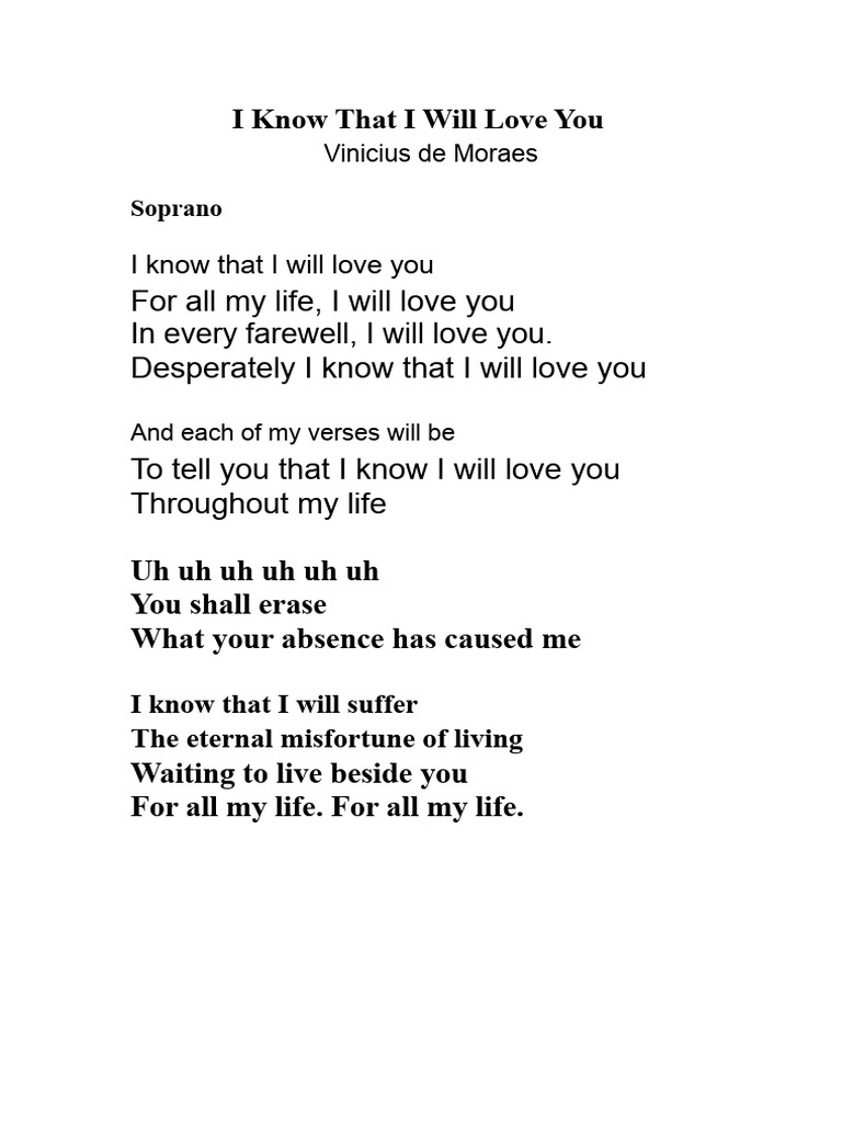 I Know That I Will Love You - Lyrics | PDF