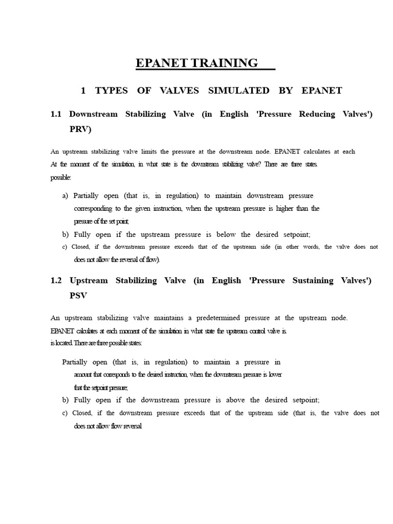 EPANET Valve Simulation Training Guide | PDF | Valve | Liquids