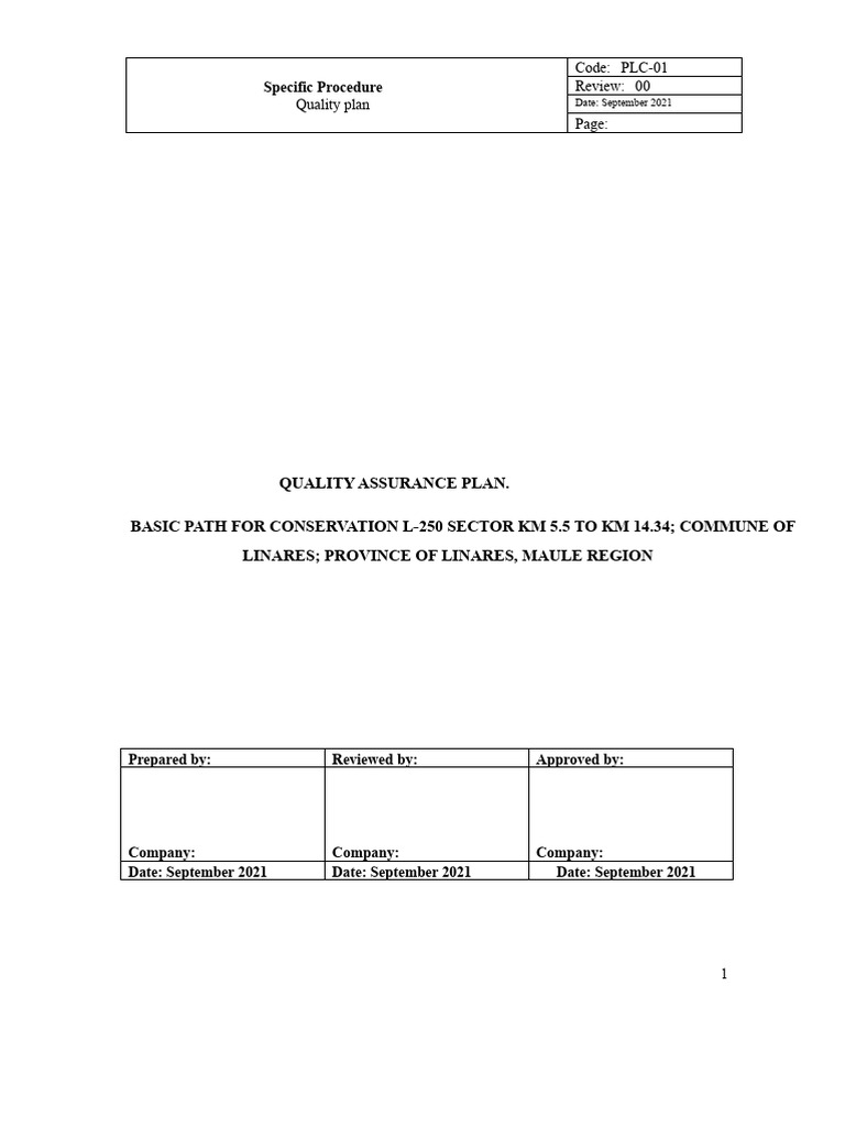Quality Assurance Plan | PDF | Concrete