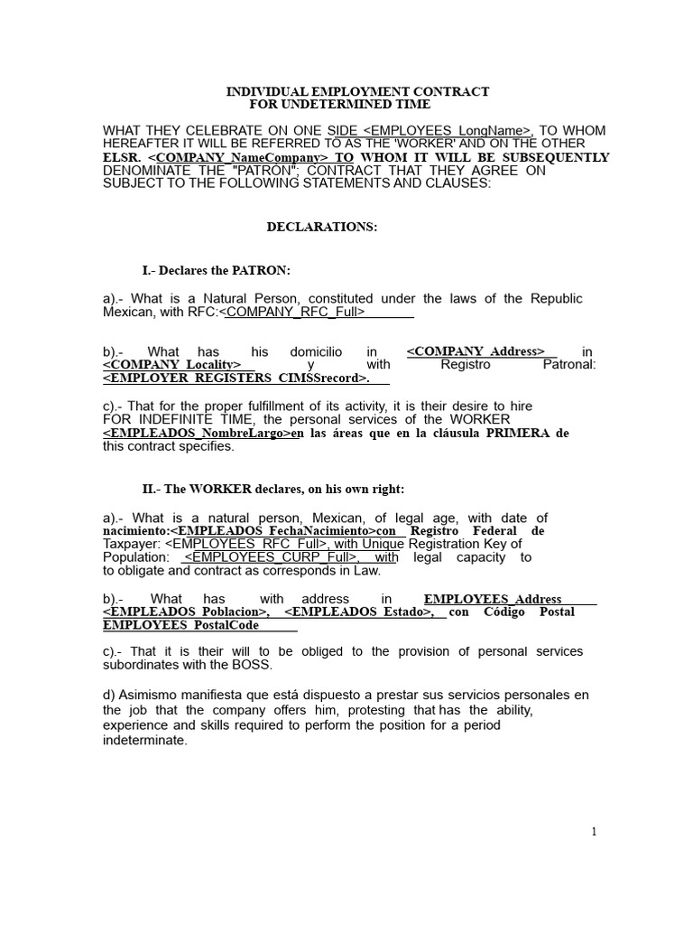 Individual Employment Contract PF Ok | PDF | Employment | Labour Law