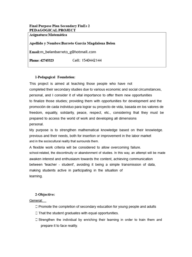 Fines 2 Structure of The Pedagogical Project | PDF | Knowledge ...