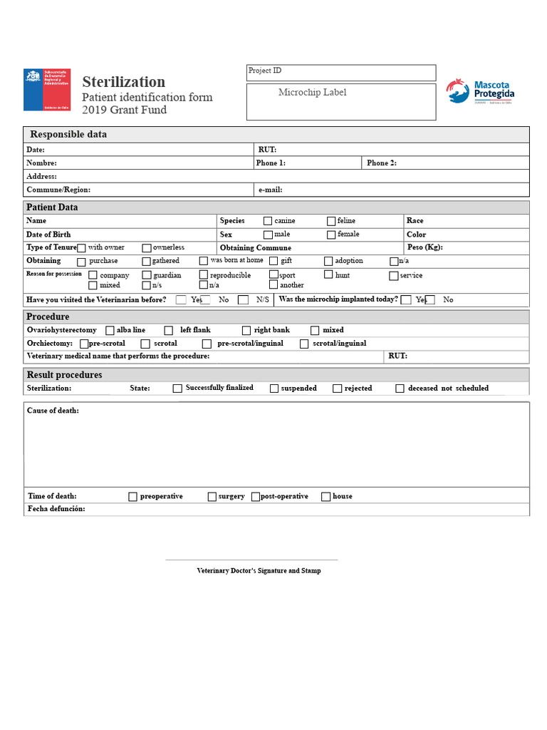 Patient Microchip and Sterilization Form | PDF