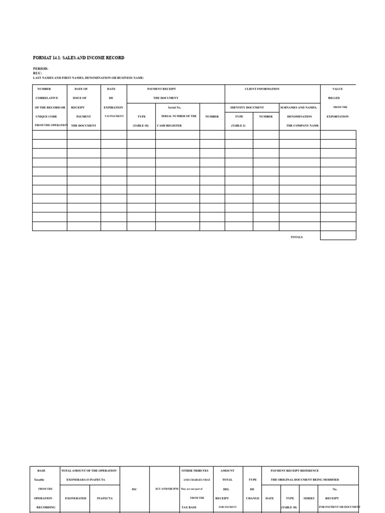 Sales and Income Record Template | PDF