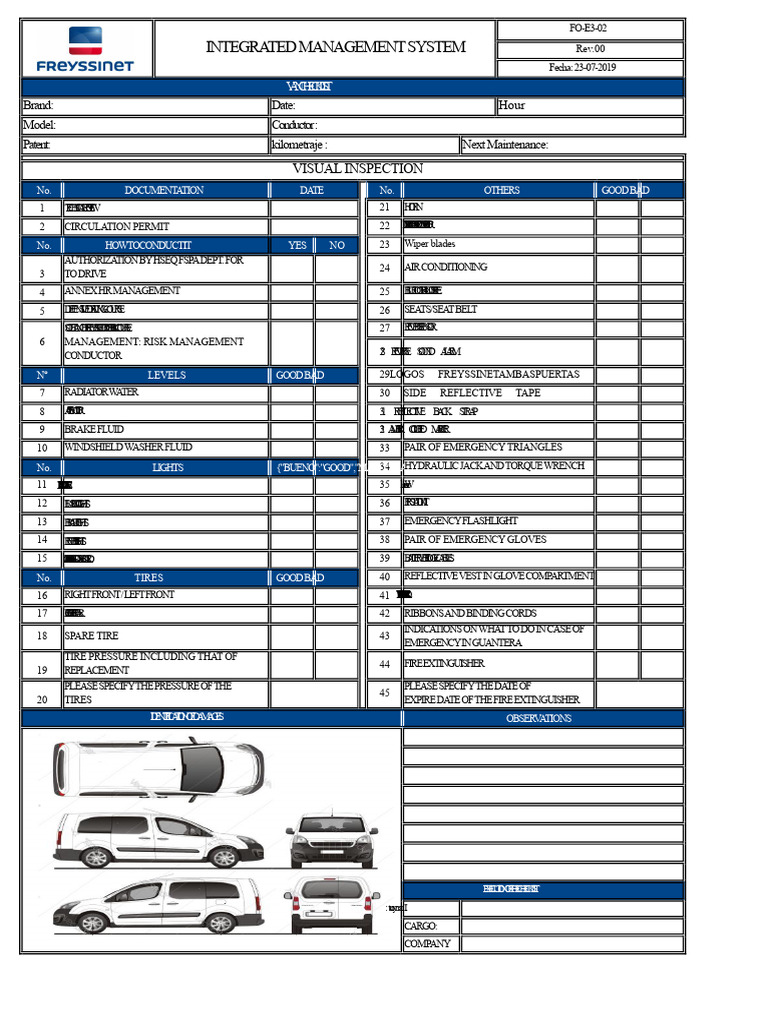 Integrated Management System Checklist | PDF | Car Body Styles | Car
