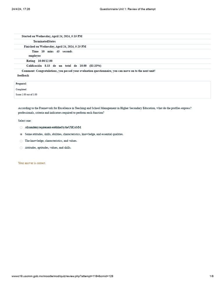 Questionnaire Unit 1 - Teaching Skills | PDF | Teachers | Knowledge