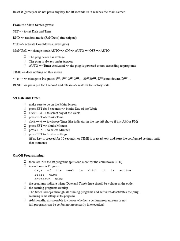Power Timer Setup and Programming Guide | PDF | Computer Engineering