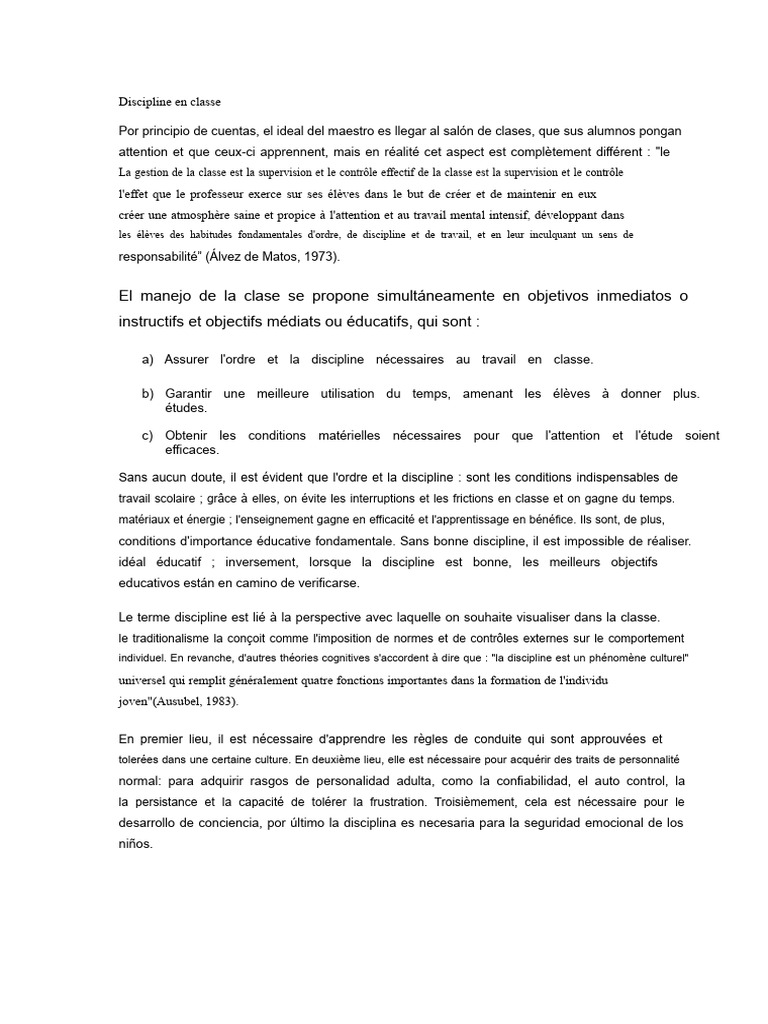Gestion de la discipline en classe | PDF | Apprentissage | Psychologie