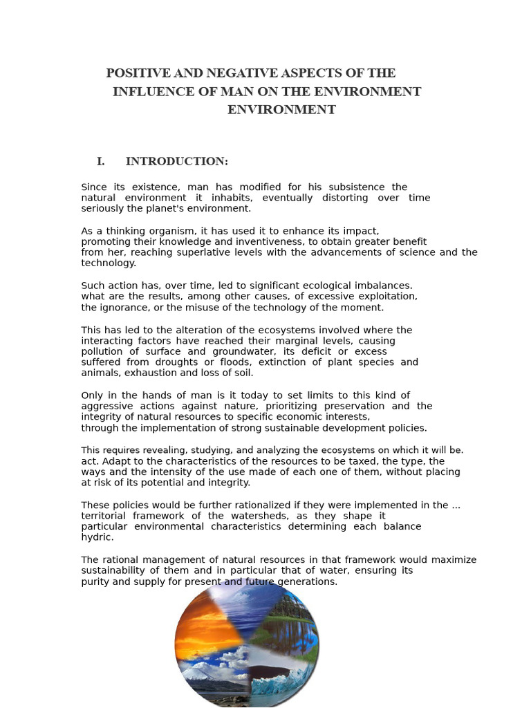 Positive and Negative Aspects of Human Influence On The Environment ...
