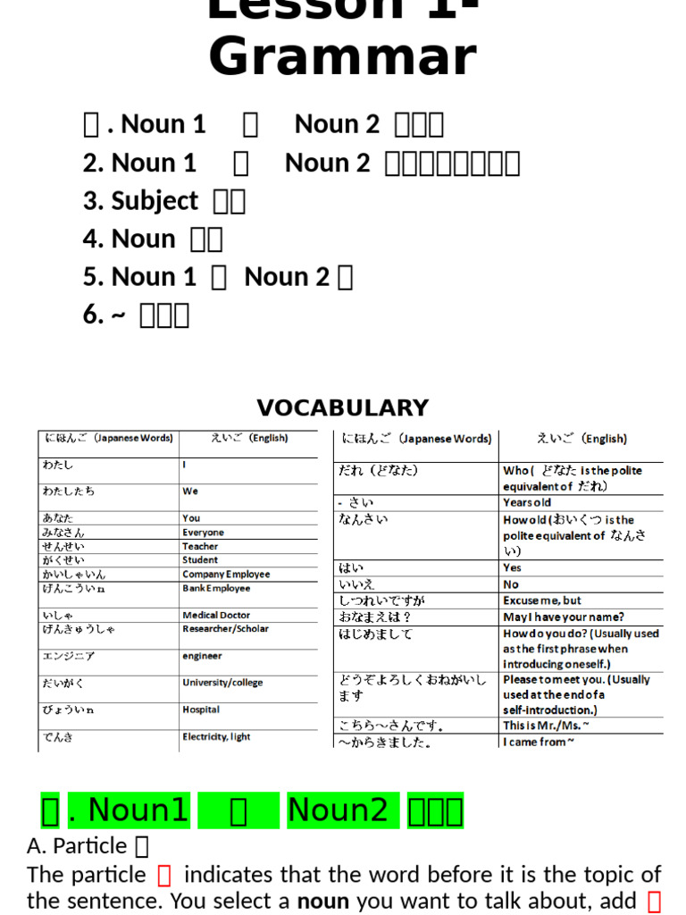 Lesson 1 Grammar | PDF