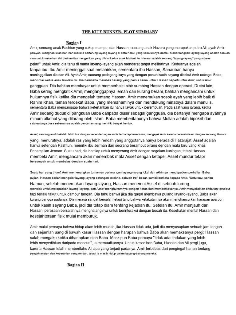 Rangkuman Plot The Kite Runner | PDF