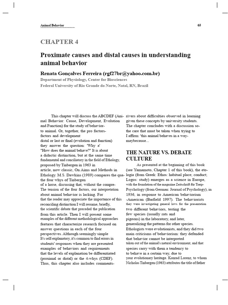 Proximate and Distal Causes in Animal Behavior | PDF | Ethology ...