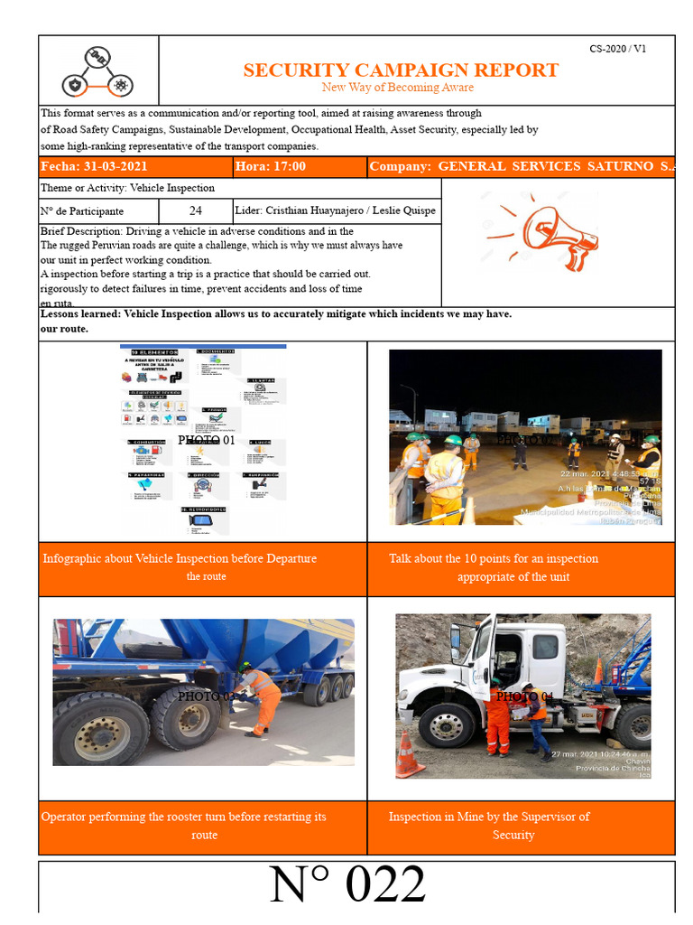 Vehicle Inspection Awareness Report | PDF