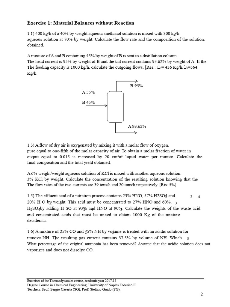 Material Balances in Chemical Processes | PDF | Sodium Hydroxide | Water