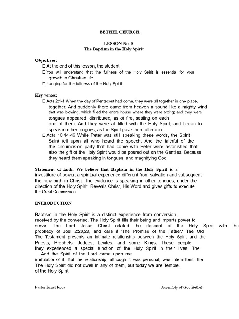 Understanding Holy Spirit Baptism | PDF | Baptism With The Holy Spirit ...