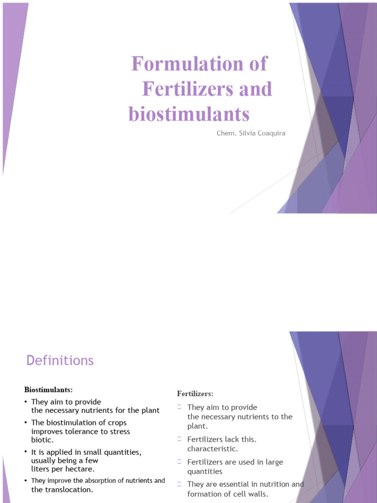 Fertilizer and Biostimulant Formulation Guide | PDF | Plant Nutrition ...