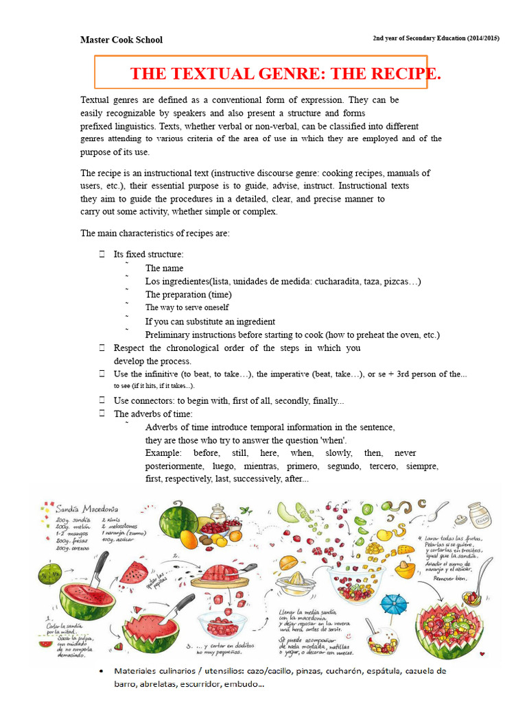 Understanding Recipe Structure and Genres | PDF