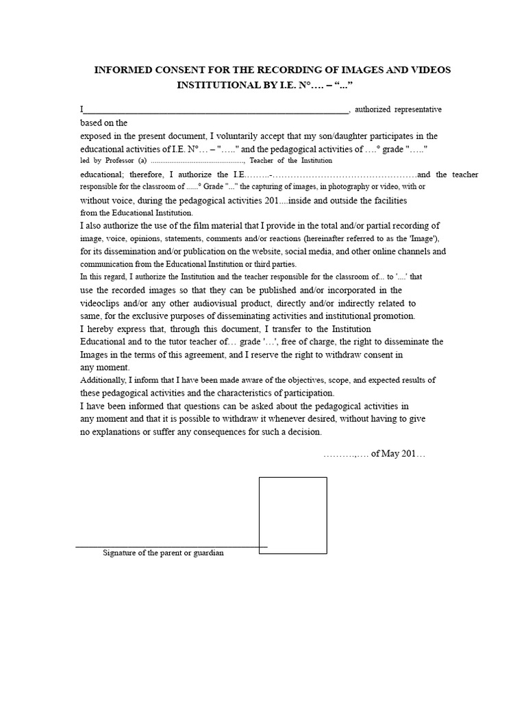Informed Consent for Image Recording | PDF