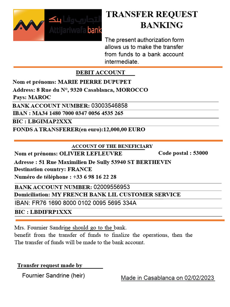 Fund Transfer Request Form | PDF
