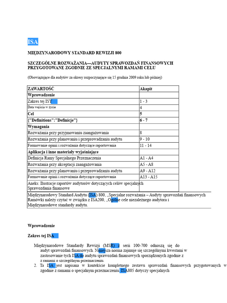 Isa 800 | PDF